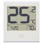 オーム電機 温度計 大文字 温湿度計 温度が見やすい温湿度計 大画面 置き形 壁掛け 時計 カレンダー 時刻 日付 快適表示 ホワイト TEM-