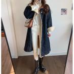 裏ボアコート トレンチコート レディース デニム ボアコート スプリングコート ロングコート アウター 冬 コート