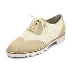 あしながおじさん 1310225 LBG-C ライトベージュコンビ レースアップシューズ 2.5cm ヒール ラウンドトゥ ニット×合成皮革