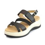 【継続品】あしながおじさん 2410193 BL ブラック サンダル ストラップ 5cmヒール 厚底 ゴム×羊革