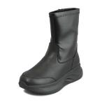 あしながおじさん 4810003 BL ブラック ストレッチブーツ サイドファスナー 厚底 5cmヒール 筒丈18cm 人工皮革