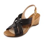 MODE KAORI モードカオリ 35639 BL-C ブラックコンビ　サンダル ウェッジヒール　ソフトレザー　6cmヒール