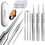 角栓取り ピンセット18本 汎用型ピンセット 精密ピンセット 先端は幅0.1mm 毛抜き ニキビ取り 毛穴ケア専用 ツ