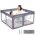 Dripex ベビーサークル 小さめ メッシュ 127x127x68cm 正方形 洗える コンパクト サークル 赤ちゃん 扉