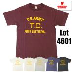 ウエアハウス WAREHOUSE Tシャツ Lot 4601 FORT EUSTIS 半袖 U.S.ARMY フロッキー プリント シャドウボーダー アメカジ ヴィンテージ メンズ 2025年 新作
