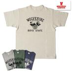 ウエアハウス WAREHOUSE Tシャツ Lot 4601 WOLVERINE 半袖 カットソー プリント TEE シャドーボーダー ロゴ 綿 アメカジ メンズ 2023年 春夏 新作 日本製