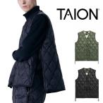 タイオン TAION インナーダウン ミリタリー VネックWジップ ダウンベスト TAION-001ALSZML-1 メンズ ライトダウン 黒 オリーブ