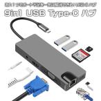 9in1 USB Type-C ハブ USB-C HUB 4K HDMI VGA 映像出力 SD microSD 3.5mmオーディオ RJ45 ◇RIM-HUB9806