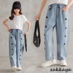 韓国子供服 ジーンズ デニムパンツハート柄 ズボン ロングパンツ キッズ ジュニア110/120/130/140/150/160cm 春夏ボトムス こども服 子ども 女の子