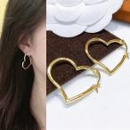 Yahoo! Yahoo!ショッピング(ヤフー ショッピング)ピアス レディース ハート 大きめ オシャレ 18kgp 30代 40代 中折れ式 シンプル おしゃれ 女性 カジュアル 誕生日 クリスマス ポイント利用