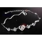 Yahoo! Yahoo!ショッピング(ヤフー ショッピング)クリスマス 女性 ブレスレット プラチナ仕上げ ハート 豪華5粒ダイヤ シルバー925 プラチナ仕上げ ギフト 人気 誕生日 ギフト
