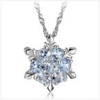 ネックレス レディース アクアマリン 雪華 結晶 ラッキーモチーフ SILVER925 プラチナ仕上げ 人気 誕生日 ホワイトデーお返し