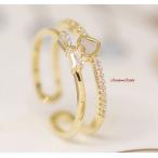 18KRGPゴールドダイヤCZリボ...