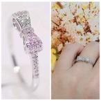 18KRGPプラチナダイヤCZリボ...