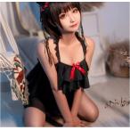 【BI-10116】猫コスプレ ランジェリー ベビードール 　セクシー コスチューム 下着 かわいい レディース クリスマス  (黒猫)