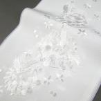 メール便対応3点 刺繍半衿 半襟 白／白 鶴に松竹梅 結婚式 成人式 フォーマル 留袖用 黒留袖 色留袖