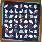 6点までメール便OK 綿小風呂敷 ふろしき うさぎと小紋 紺 中巾(50cm幅) 敬老の日 母の日 父の日