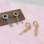 【人気商品につき再販】ピアス　アクセサリー　サージカルステンレス　チェーンピアス　 約47x22mm【1ペア】