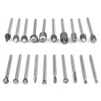 Kimlontonロータリーヤスリ 3.175mm軸 20本セットタングステンバー リューター ビット 超硬バー 高速度鋼製 木工彫刻 切削 研磨用