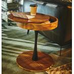 サイドテーブル おしゃれ 丸 北欧モダン ミッドセンチュリー 収納庫付き 天然木 木目 棚 ラック 机 デスク 円形 40×40cm