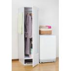 クローゼット ハンガーラック ワードローブ ミラー付きロッカータンス ホワイト