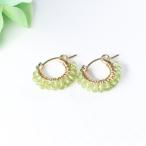 RALULU.SHU   幸せ、夫婦間の愛、平和 ペリドットの2連フープピアス  8月誕生石　14KGF ゴールドフィルド