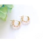 RALULU.SHU   オリジナル 雨後の虹シリーズ スワロフスキーの3連　梅 フープピアス　14KGF ゴールドフィルド  イヤリングに変更も可能