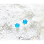 健康、長寿、富、成功ネオンブルーアゲートスタッドピアス4mm5月誕生石92...