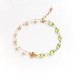 RALULU.SHU ペリドットとパールのバラorインフィニティのブレスレット　8月誕生石 　単品   14KGF ゴールドフィルド　パワーストーン　925シルバー