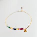 グラデーション　ルビー　サファイア　エメラルド　ブレスレット　マルチカラー  5月誕生石　7月誕生石　9月誕生石 RALULU.SHU ハンドメイド 14KGF