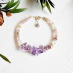 アメジストとマルチカラートルマリンのブレスレット2月/10月誕生石14KG...