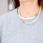 幸せを運んでくれる良質バロックパールとスクエアデザイン留め具のネックレス6...