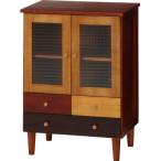 不二貿易 桐製 リビングキャビネット リバティ 2枚扉 ブラウン カラフル 41255