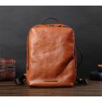 ショッピング通勤用 ☆新品☆ ヌメ革 ビジネスリュック 本革 デイバッグ メンズバッグ ビジネスバッグ PC レザー 手作り 紳士用 大容量 旅行 ブラウン 通勤 出張 LLB-0001