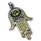 【PETER STONE】ハムサ（ファティマの手） ペリドット 高品質シルバー ペンダントトップ