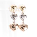 ハート 3連 ピアス K18 K18PG K18WG 3ｋ 18金