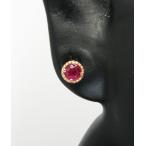 ルビー K10 K18 18金 ミル打ち加工 スタッドピアス ７月の誕生石