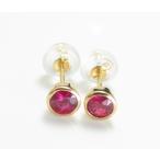 ショッピングルビー ルビー K10 18金 伏せ込み　フクリン　留め スタッドピアス ７月の誕生石