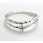 ショッピングピンキーリング K10WG ピンキーリング 小指の指輪 ダイヤモンド リング 0.02ｃｔ　2連風