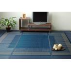 イケヒコ 国産 い草 ラグ カーペット DXランクス 約140×200cm ネイビー 裏付き #8239000