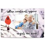 メモリアルカーディナル写真フレーム - 「When Cardinals Appear Angels are Near Say」 - セラミック記念品プレート