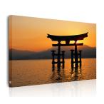 開運画・縁起画 絵画 日本風景　風景画　広島　厳島神社　夕日　鳥居　絵ファブリックパネル アートパネル　おしゃれ 高級 ポスター ギフト プレゼント 個人で