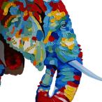 送料無料　絵画 インテリア  おしゃれ 壁掛け 絵 カラフル　ぞう　象の頭部　動物　モダンアート 絵画　抽象油絵風 壁掛け おしゃれ 北欧　芸術品 一人暮らし イ