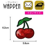 ワッペン スパンコール 縦6.2cm×横5.8cm さくらんぼ(小) チェリー アイロン貼付け可能 バッグやiPhoneケースをオリジナルに ハンドメイド 手芸 メール便