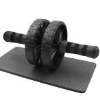 ショッピング腹筋ローラー 腹筋ローラー 静音 ワイドローラー 高い安定性 初心者 女性 耐荷重200KG アブローラー 膝保護マット 筋力トレーニング器具 (二輪ブラック)