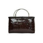 竹製 市場かご よこ型L ダークブラウン 横長 竹かごバッグ