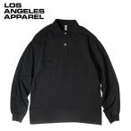 ショッピングポロシャツ メンズ LOS ANGELES APPAREL 6.5oz ロングスリーブ ポロ Tシャツ ブラック  メンズ レディース 長袖ポロシャツ 無地 TEE USA #18417GD