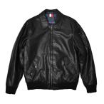 Tommy Hilfiger Faux Leather Military Bomber - Black トミー レザージャケット ブラック メンズ レディース