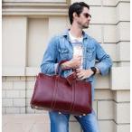 ボストンバッグレザー男女兼用大容量2wayメンズ本革レディース牛革光沢レッ...