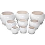 陶器植木鉢9点セット 受皿付 ホワイト 台所 日用品 収納 DIY用品 園芸用品 UH05/3DWH-3 代引不可